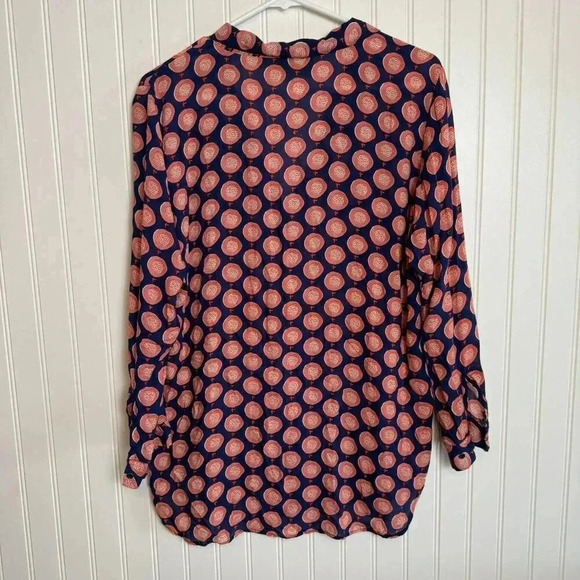 Rock Flower Paper pink blue modern button down blouse size small oversize H27 - Picture 5 of 5